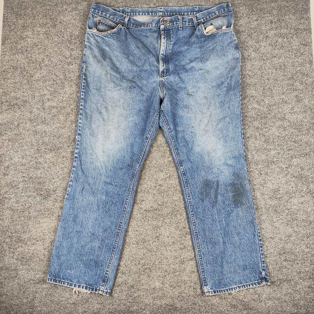 Lee Relaxed Fit Jeans Mens 48x32 Light Wash Blue Straight Distressed Denim Pants